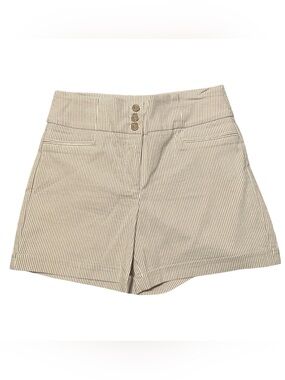 Soho Tan and White Pinstripe High-Rise Women's Shorts
